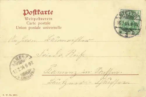 Ansicht Manzelbrunnen in Stettin Pommern Postkarte AK 1904