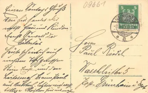 Wettinstraße mit Post und Kirche Hainichen Sachsen Postkarte AK 1925