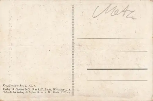 Im Galopp auffahrende Artillerie bei Metz Postkarte AK