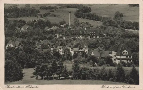 Blick auf das Kurhaus Herzheilbad Altheide Schlesien Postkarte AK 1937
