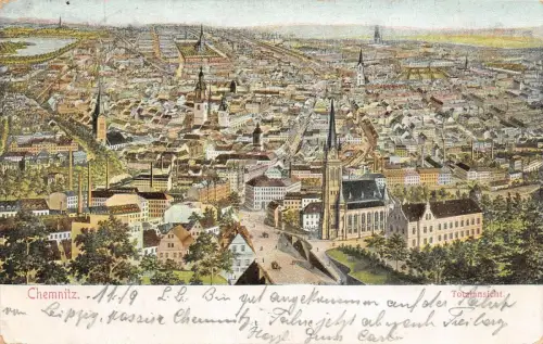 Stadtansicht Chemnitz Sachsen Postkarte AK 1908