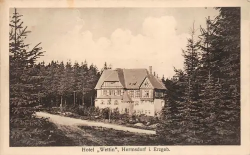 Hotel "Wettin" Hermsdorf i. Erzgeb. Postkarte AK