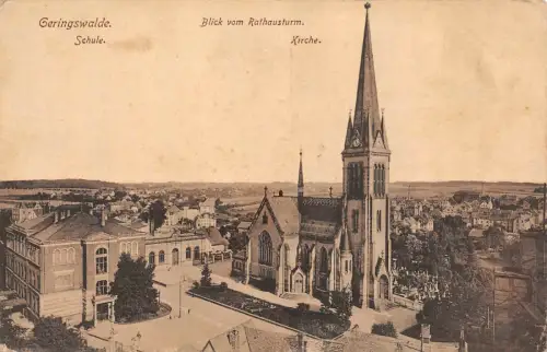 Geringswalde Schule Blick vom Rathausturm Kirche Feldpost AK 1918