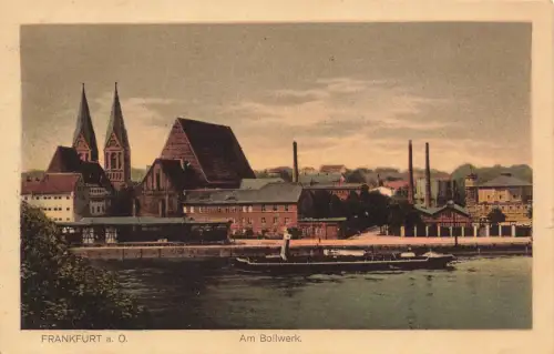 Am Bollwerk mit Dampfer in Frankfurt Oder Brandenburg Postkarte AK 1915