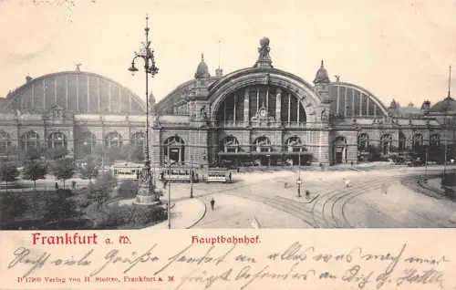 Hauptbahnhof mit Straßenbahn in Frankfurt am Main Hessen Postkarte AK 1903