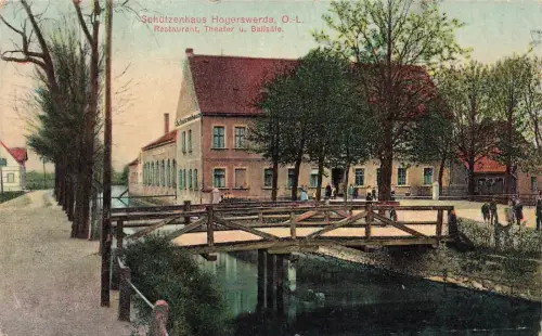 Hoyerswerda O.- L. Schützenhaus Restaurant Theater u. Ballsal Postkarte 1911
