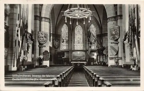 Inneres der Marine Kirche Wilhelmshaven Niedersachsen Postkarte AK 1939