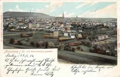 Annaberg i. Sa. vom Schreckenberg gesehen Postkarte AK 1904