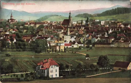 Blick auf Hirschberg von der Rosenau Schlesien Postkarte AK 1910