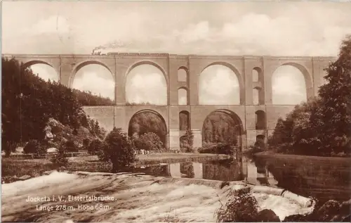 Jocketa i. V. Elstertalbrücke Länge 278m Höhe 68m Postkarte AK 1927