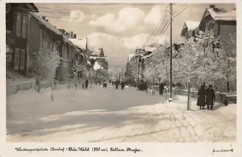 Wintersportplatz Oberhof Thür. Wald Zellaer Straße Postkarte AK