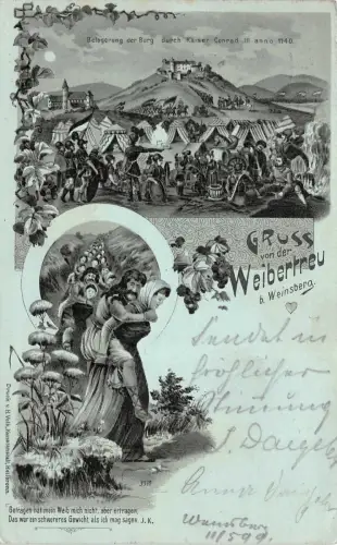 Burgruine Weibertreu (Weinsberg) Baden-Württemberg Postkarte AK 1899