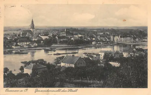 Crossen a. O. Gesamtansicht der Stadt Postkarte AK 1938
