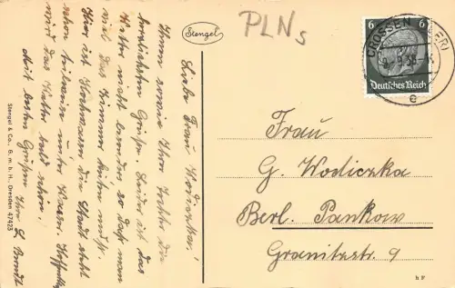 Crossen a. O. Gesamtansicht der Stadt Postkarte AK 1938