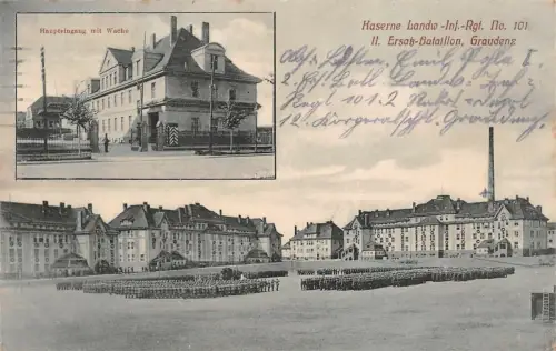 Graudenz Grudziądz Kasern Landwehr Inft. Regt. 101 Postkarte 1916