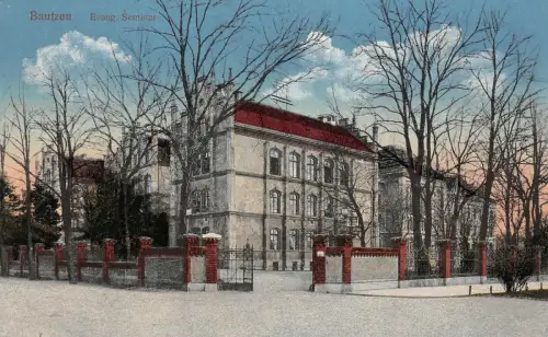 Evangelisches Seminar in Bautzen Sachsen Postkarte AK
