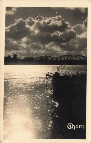 AK Thorn Weichselbrücke Partie an der Weichsel 1940 Westpreussen gelaufen