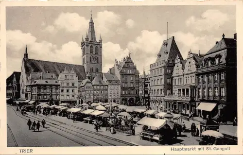 Trier Hauptmarkt mit St. Gangolf Postkarte AK