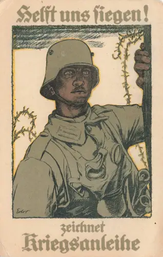 Helft uns fliegen! Zeichnet Kriegsanleihe22222 Stahlhelm Patriotika Postkarte AK