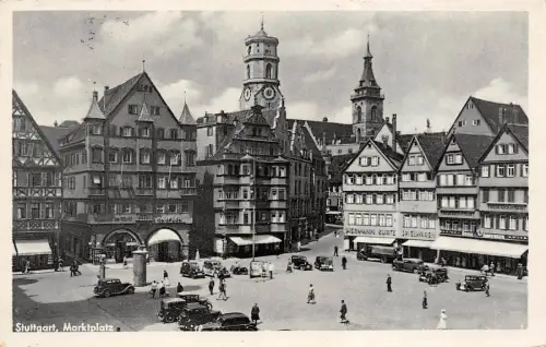 Stuttgart Marktplatz Baden-Württemberg Postkarte AK 1939
