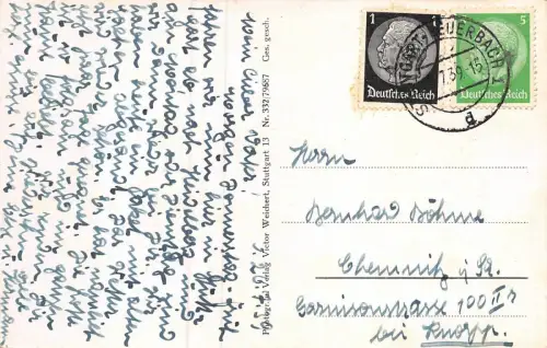 Stuttgart Marktplatz Baden-Württemberg Postkarte AK 1939