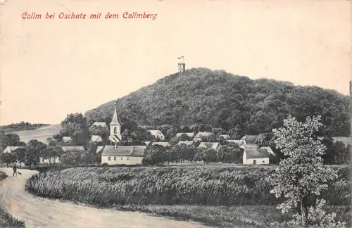Stadtansicht und Collmberg Collm bei Oschatz Sachsen Postkarte AK 1918