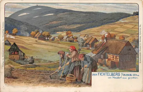 AK Fichtelberg Erzgeb. von Neudorf aus gesehen