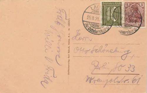 Straßenansicht Blick zur Burg in Lagow Ostbrandenburg Postkarte AK 1921