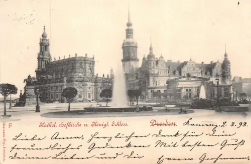 Kathol. Hofkirche u. Königl. Schloss Dresden Postkarte AK 1898