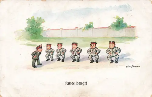 Knie Beugt! Kleine Soldaten Künstlerkarte Ad. Hoffmann Postkarte AK 1917