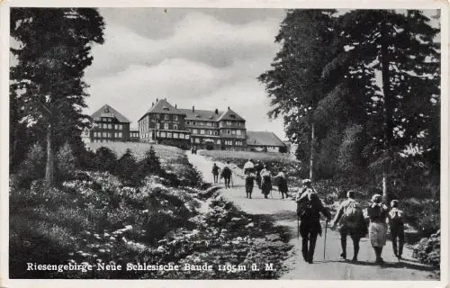 Riesengebirge Neue Schlesische Baude Wanderer Postkarte