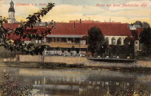 Lunzenau a. d. Mulde Gruss aus Hotel Sächsischer Hof AK 1907