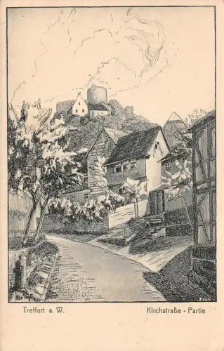 AK Treffurt Werra Kirchstraße Partie Heimatkarte