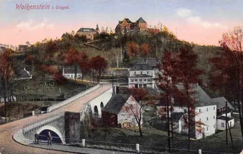 Stadtansicht Wolkenstein Erzgebirge Sachsen Postkarte AK 1929