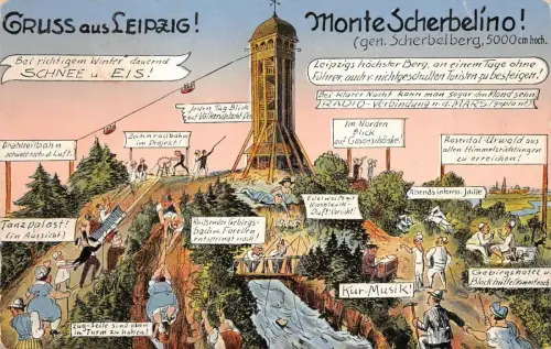 Gruss aus Leipzig Monte Scherbelino Scherberlberg Feldpostkarte AK 1943