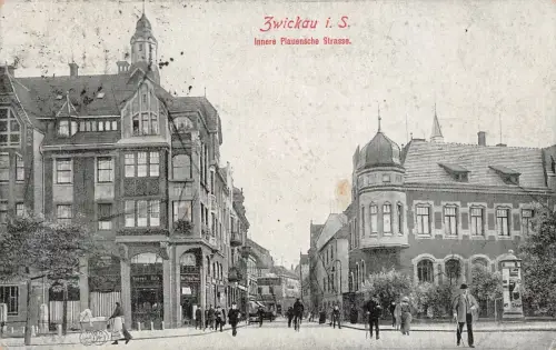 Zwickau i. S. Innere Plauensche Strasse AK 1922