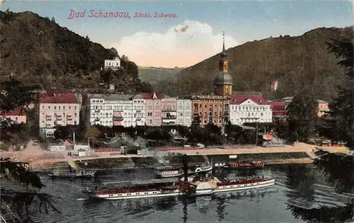Bad Schandau Sächs. Schweiz Dampfer Postkarte AK