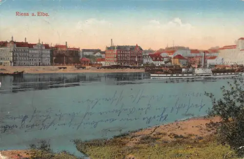 Riesa a. Elbe Dampfer Feldpostkarte AK 1917