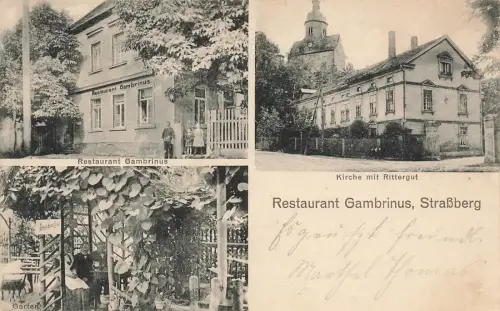 Straßberg Plauen Vogtland Restaurant Gambrinus Postkarte 1915