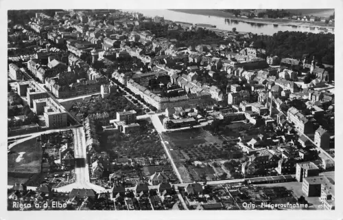 Riesa a. d. Elbe Orig.-Fliegeraufnahme Feldpostkarte 1941