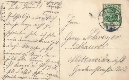 AK Pölzig Schloss Hauptstrasse Wappen Schwanenteich 1913 Sachsen-Anhalt gelaufen