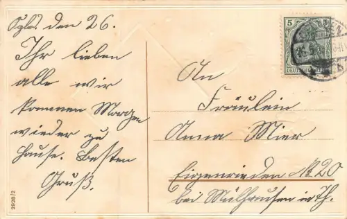 Herzliche Pfingstgrüße Maikäfer mit Mädchen AK geprägt 1916