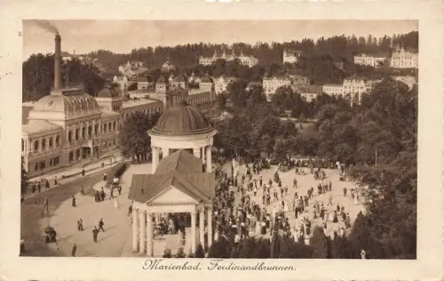 Blick auf den Ferdinandbrunnen im Marienbad Böhmen Postkarte AK 1918