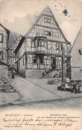 Neustadt i. Odenw. Altdeutsches Haus mit dem Zeichen fr. Ger. Postkarte AK 1907