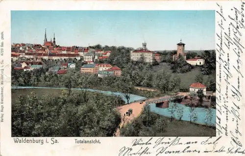 Waldenburg i. Sa. Totalansicht Postkarte 1906