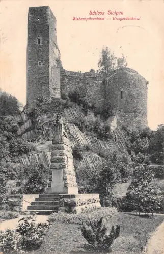 Siebenspitzenturm und Kriegerdenkmal bei Schloss Stolpen Sachsen AK 1911