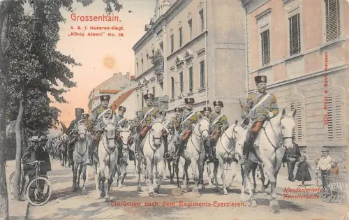 Foto PK Großenhain K.S.1.Husaren Regt. "König Albert" Nr.18 Regiments-Exerzieren