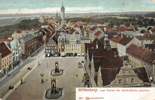 Wittenberg vom Turme der Marktkirche gesehen AK 1907