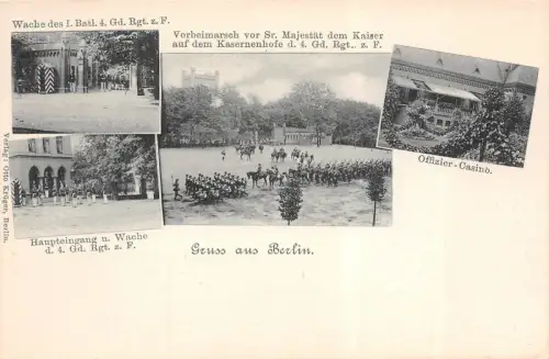 Gruss aus Berlin Offizier-Casino Kasernenhof d. 4. Gd. Rgt. z. F. Postkarte AK