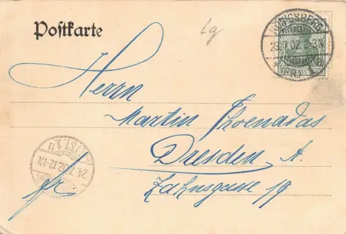 Königsberg i. Pr. Partie am Schlossteich und Schlossteich-Brücke AK 1902